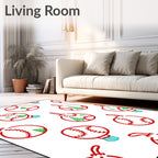 Red White Green Christmas Baseball Ornaments Rug