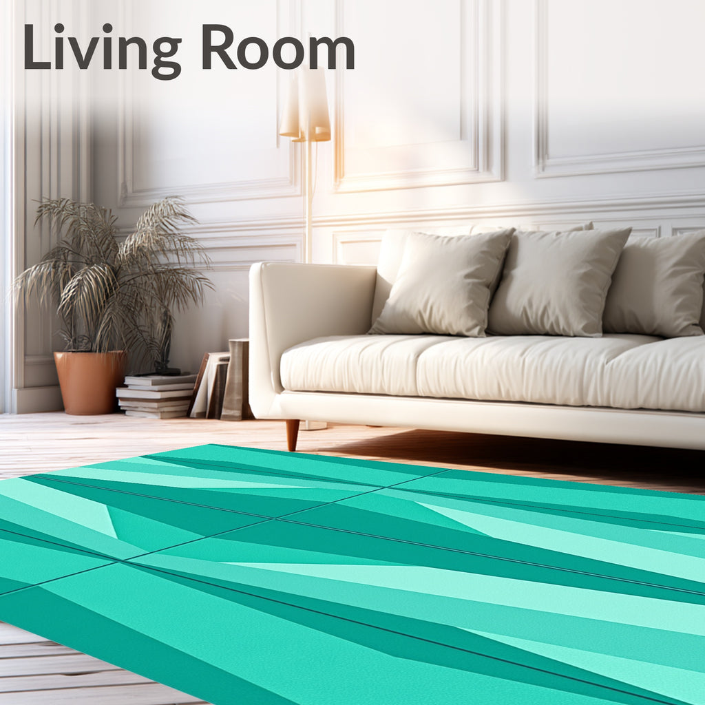 Teal Geometric Diamond Shards Rug