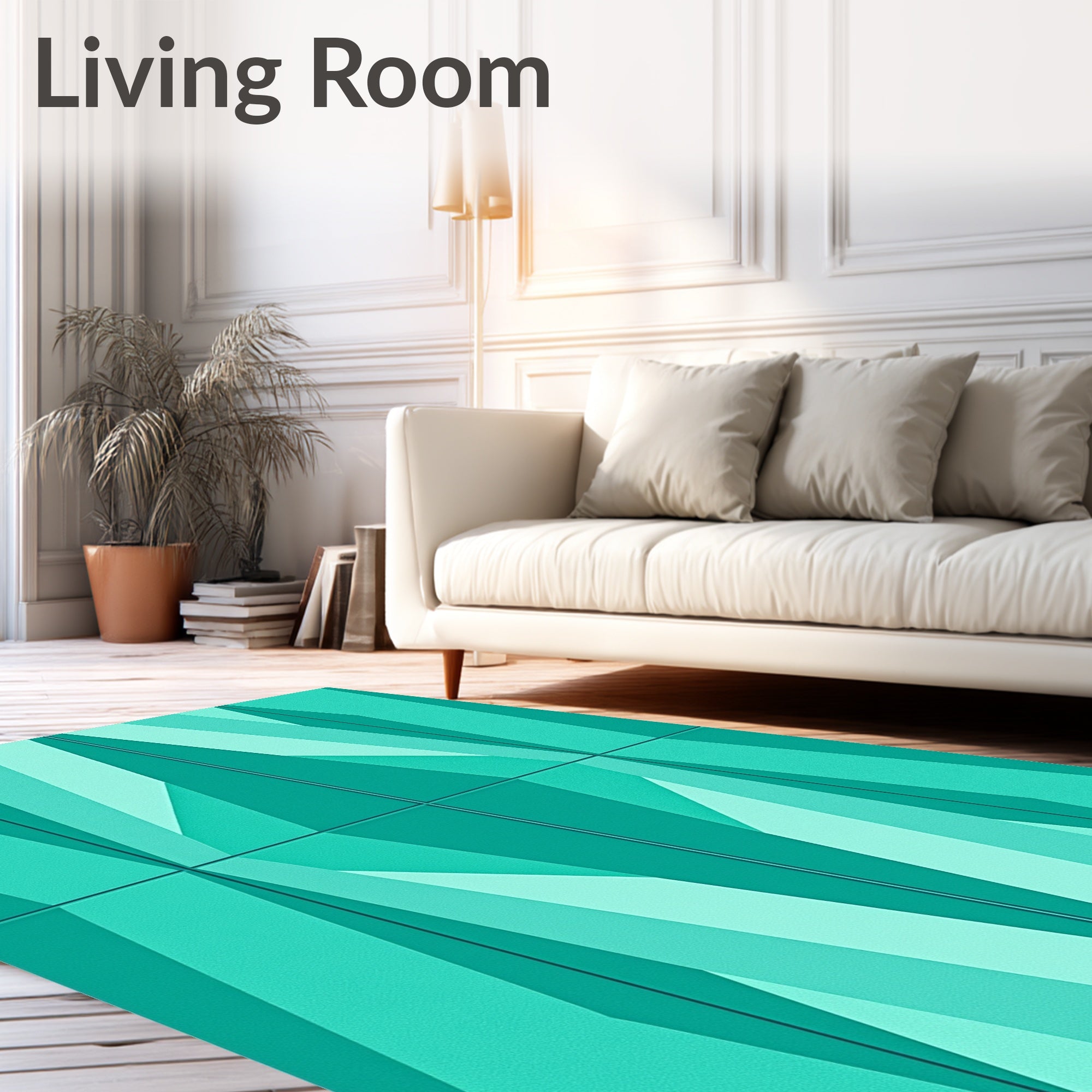 Teal Geometric Diamond Shards Rug