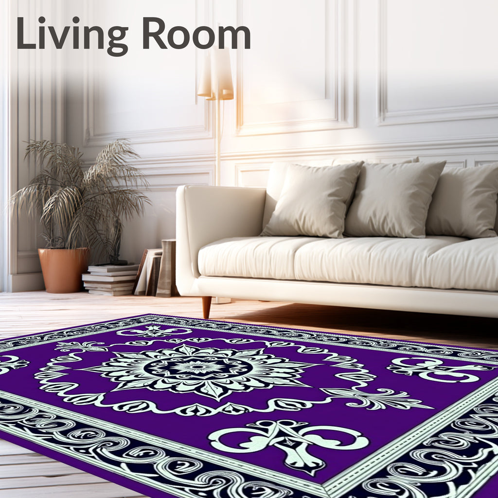 Purple Floral Medallion Border Rug