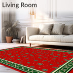 Crimson Leaf and Star Border Rug