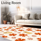 Autumnal Beige Ghost Pumpkin Flowers Rug