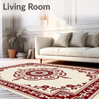 Crimson Floral Border Medallion Rug