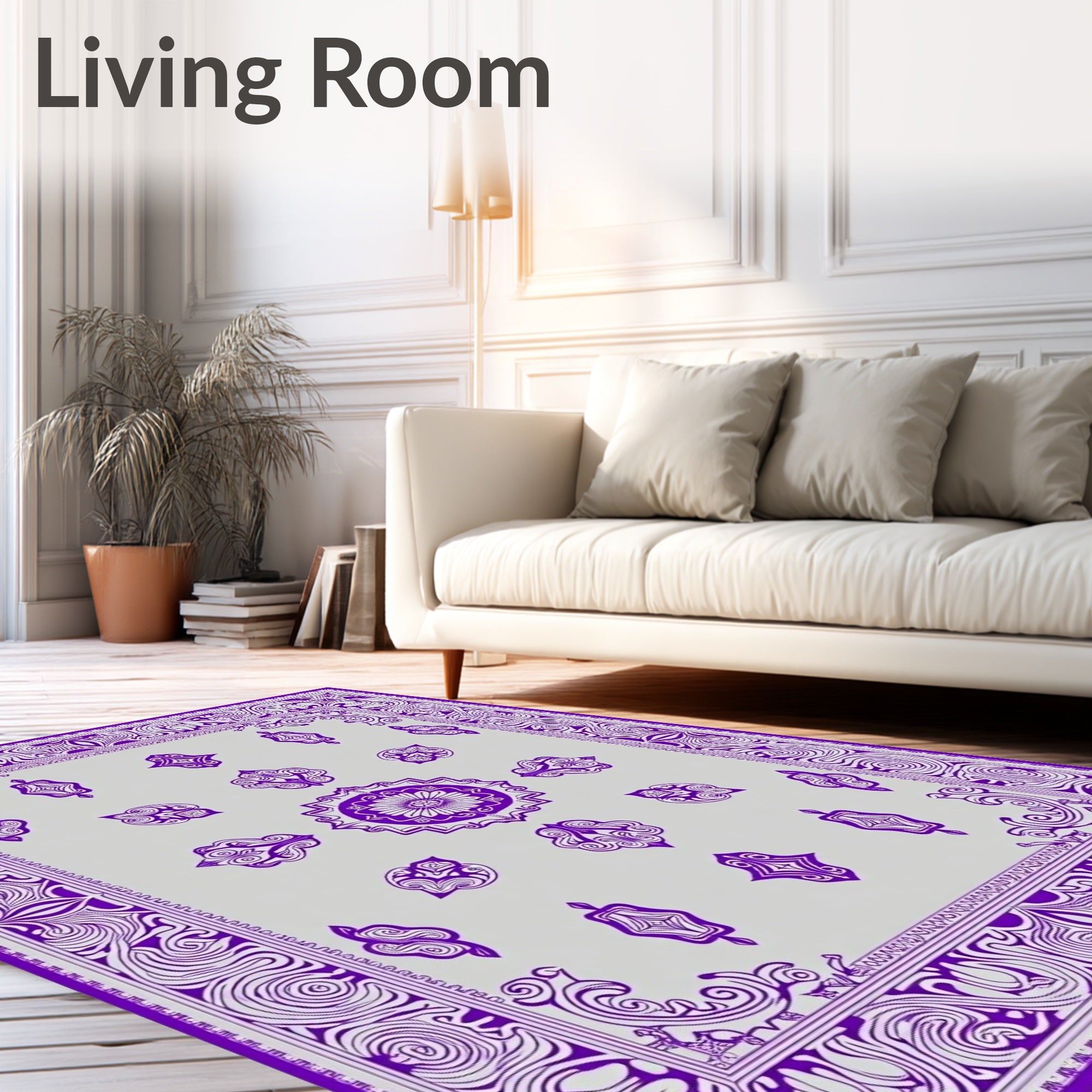 Ornate Purple Blossom Medallion Rug