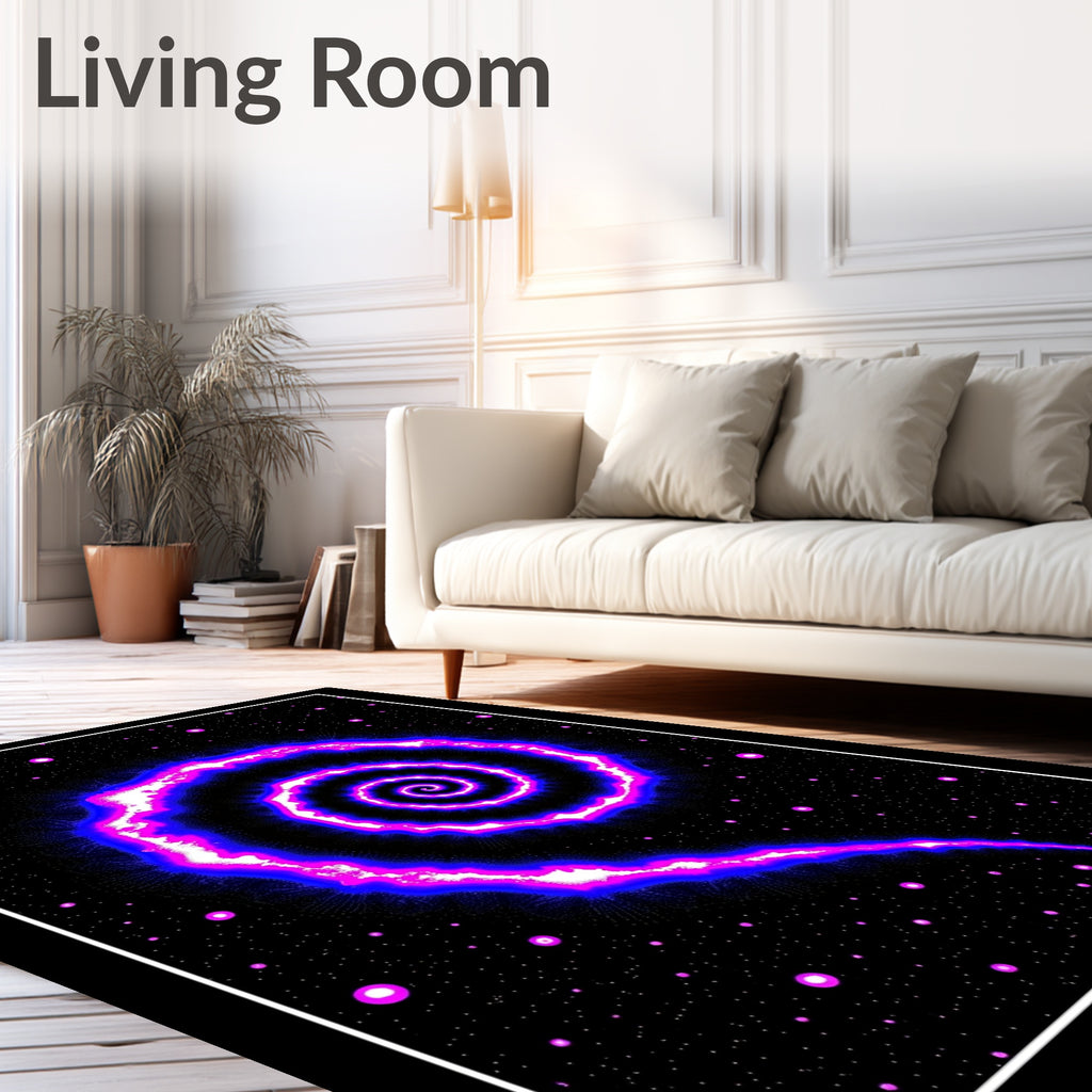 Vivid Neon Cosmic Spiral Nebula Rug