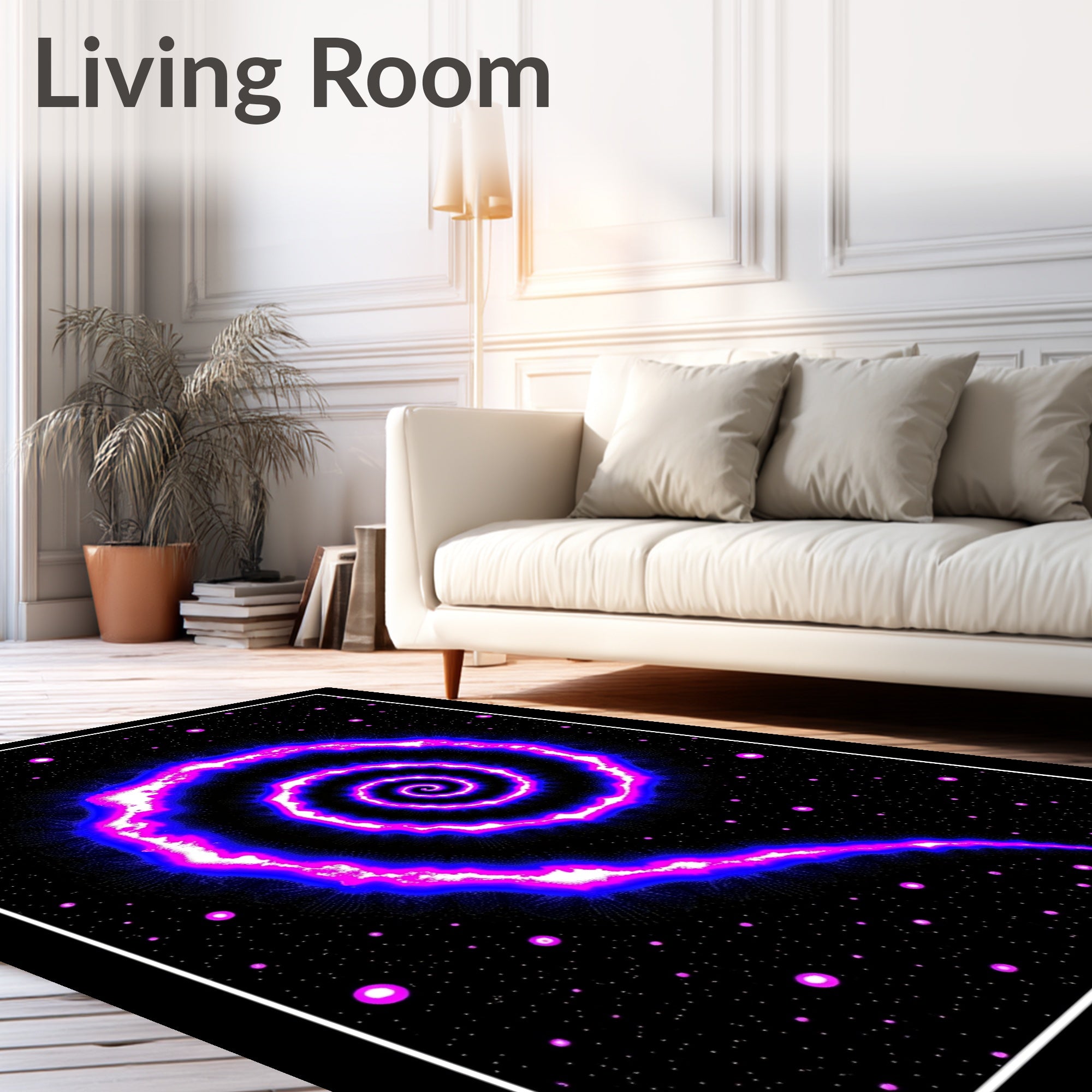 Vivid Neon Cosmic Spiral Nebula Rug
