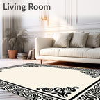 Black Celtic Knot Border Cream Rug