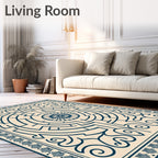 Navy Maze Floral Centered Rug