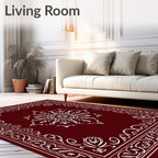 Maroon Elegant Floral Medallion Border Rug