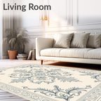 Classic Beige Filigree Floral Medallion Rug