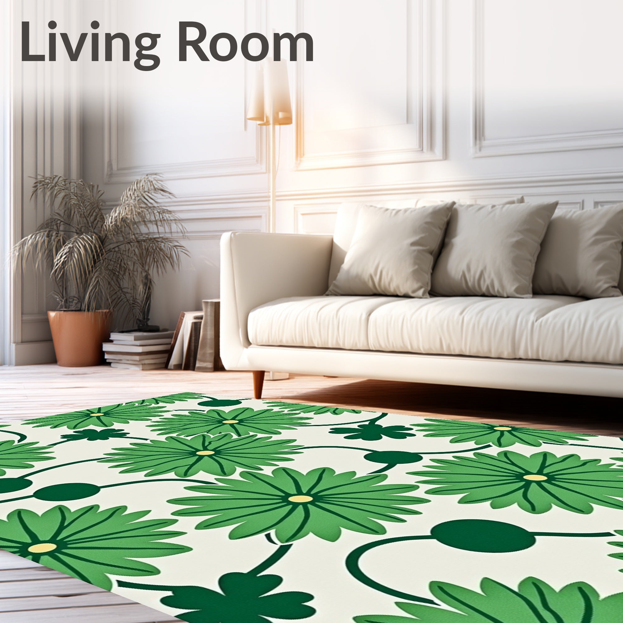 Lush Green Daisy Vine Rug