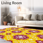 Crimson Floral Medallion Yellow Rug