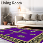 Vivid Purple Oval Medallion Border Rug