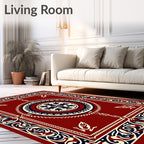 Crimson Ornamental Medallion Border Rug
