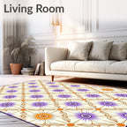 Retro Starburst Purple Orange Medallion Rug