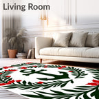 Green Anchor Red Floral Wreath Rug