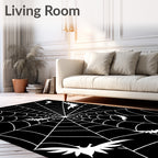 Black Bat Spiderweb Graphic Rug