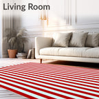 Bold Red White Stripe Rug
