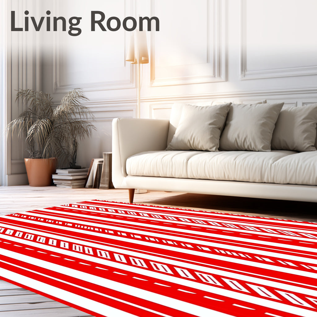 Crimson White Vertical Stripe Variation Rug