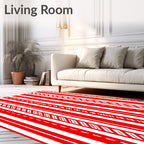 Crimson White Vertical Stripe Variation Rug