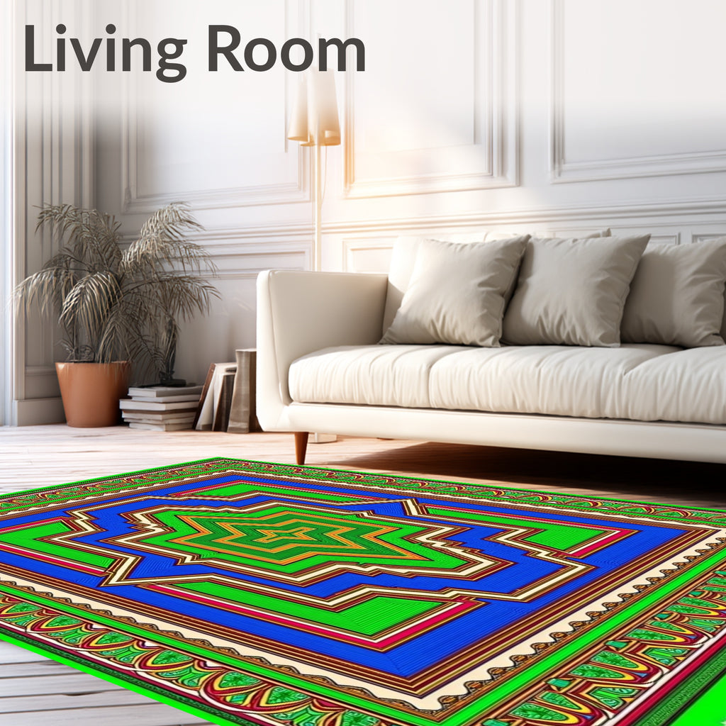 Vibrant Geometric Starburst Mandalas Rug