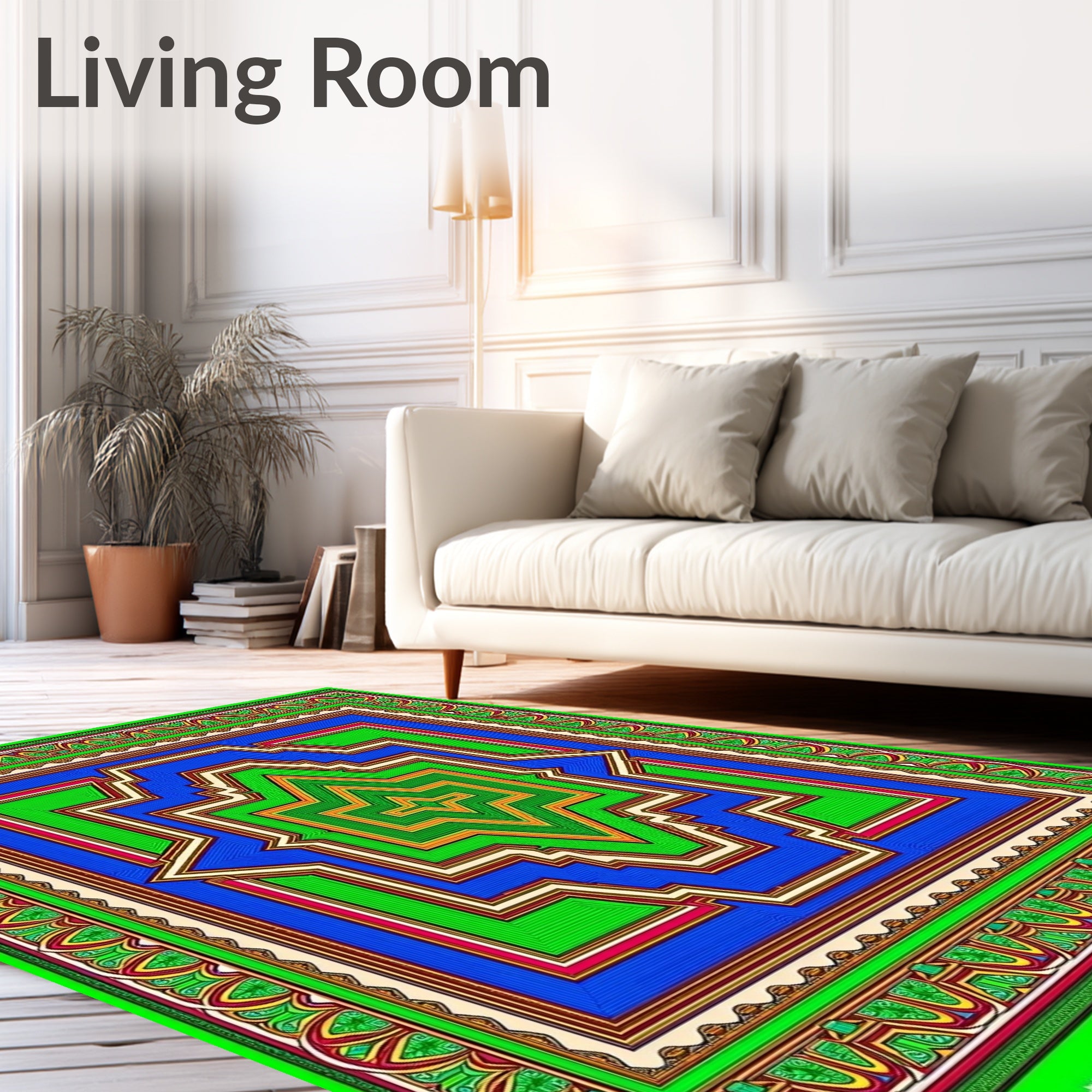 Vibrant Geometric Starburst Mandalas Rug