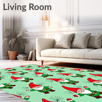 Festive Red Hat Green Gnome Scatter Rug