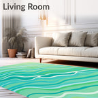 Oceanic Aqua Green Wavy Stripe Rug