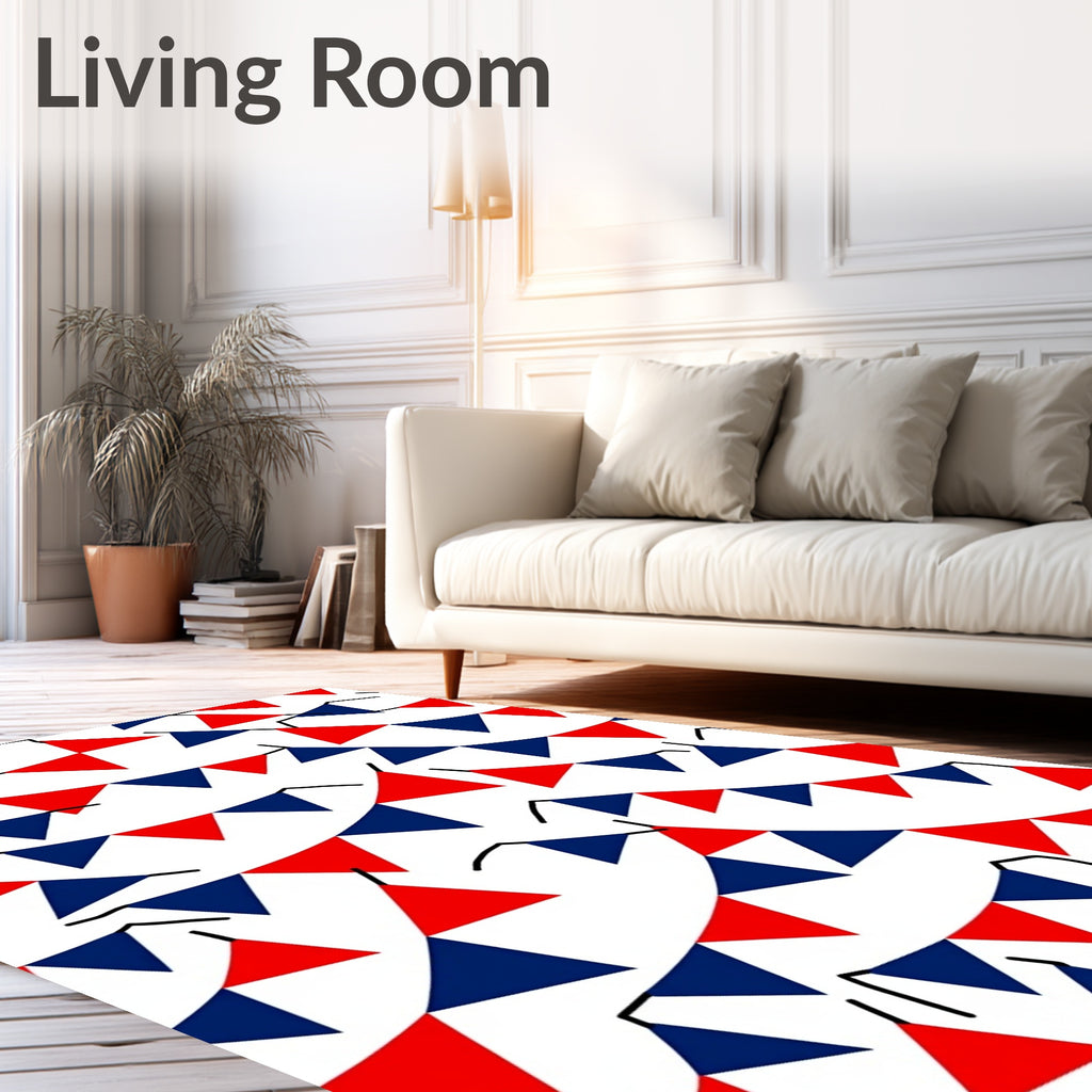 Red Blue Bunting Garland Rug