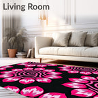 Radiant Pink Petal Swirl Composition Rug