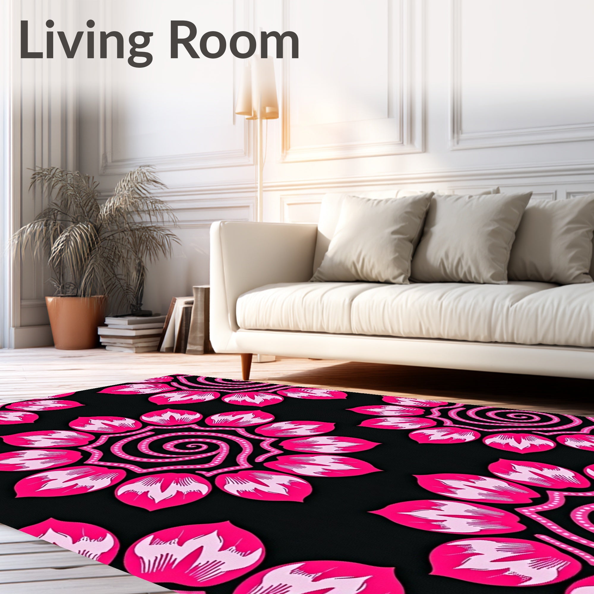 Radiant Pink Petal Swirl Composition Rug