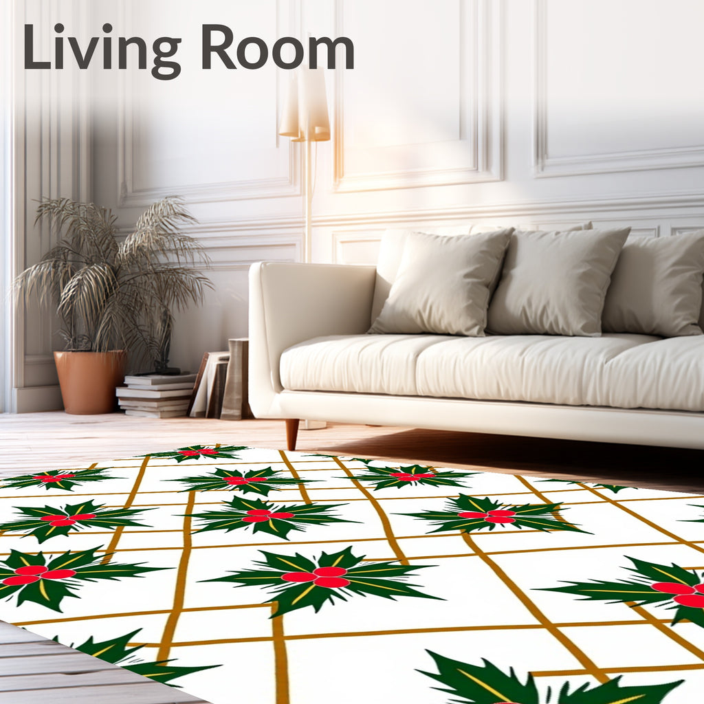 Green Red Holly Lattice Rug