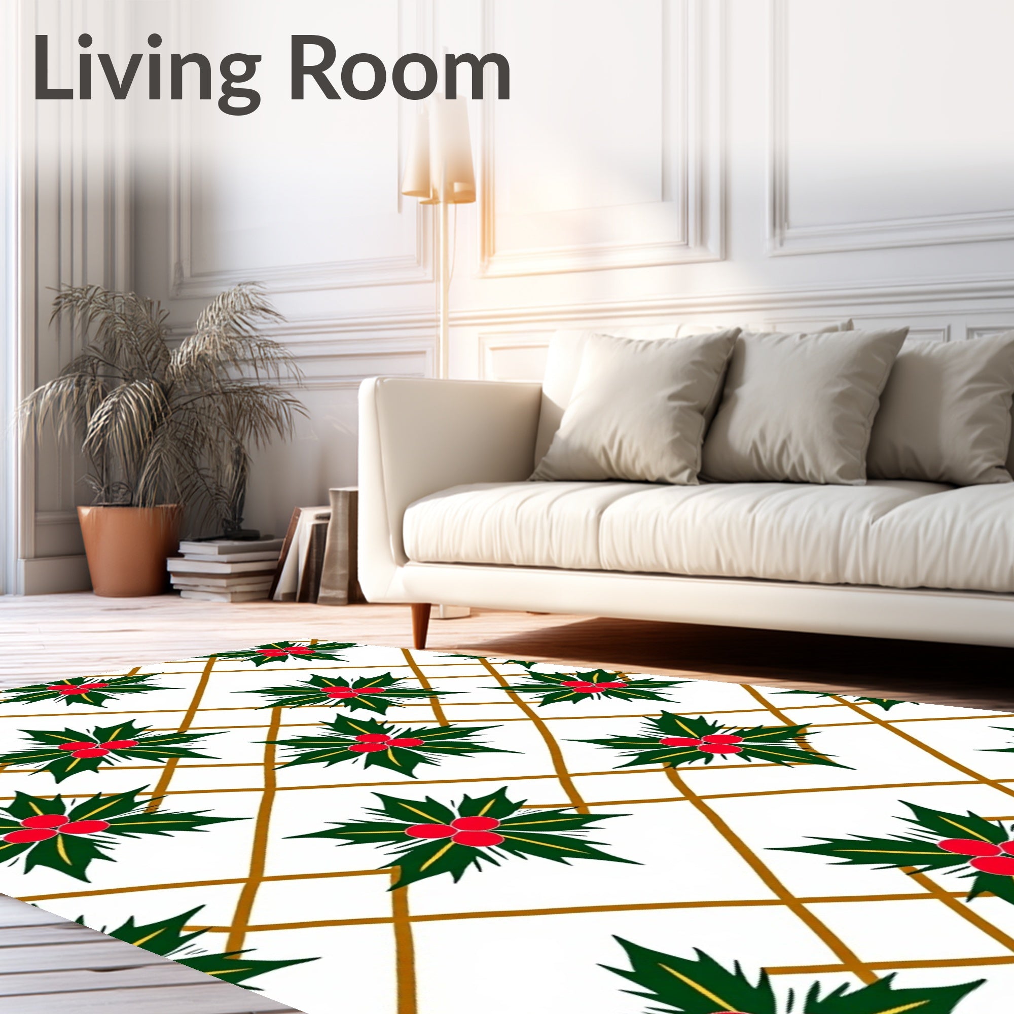 Green Red Holly Lattice Rug