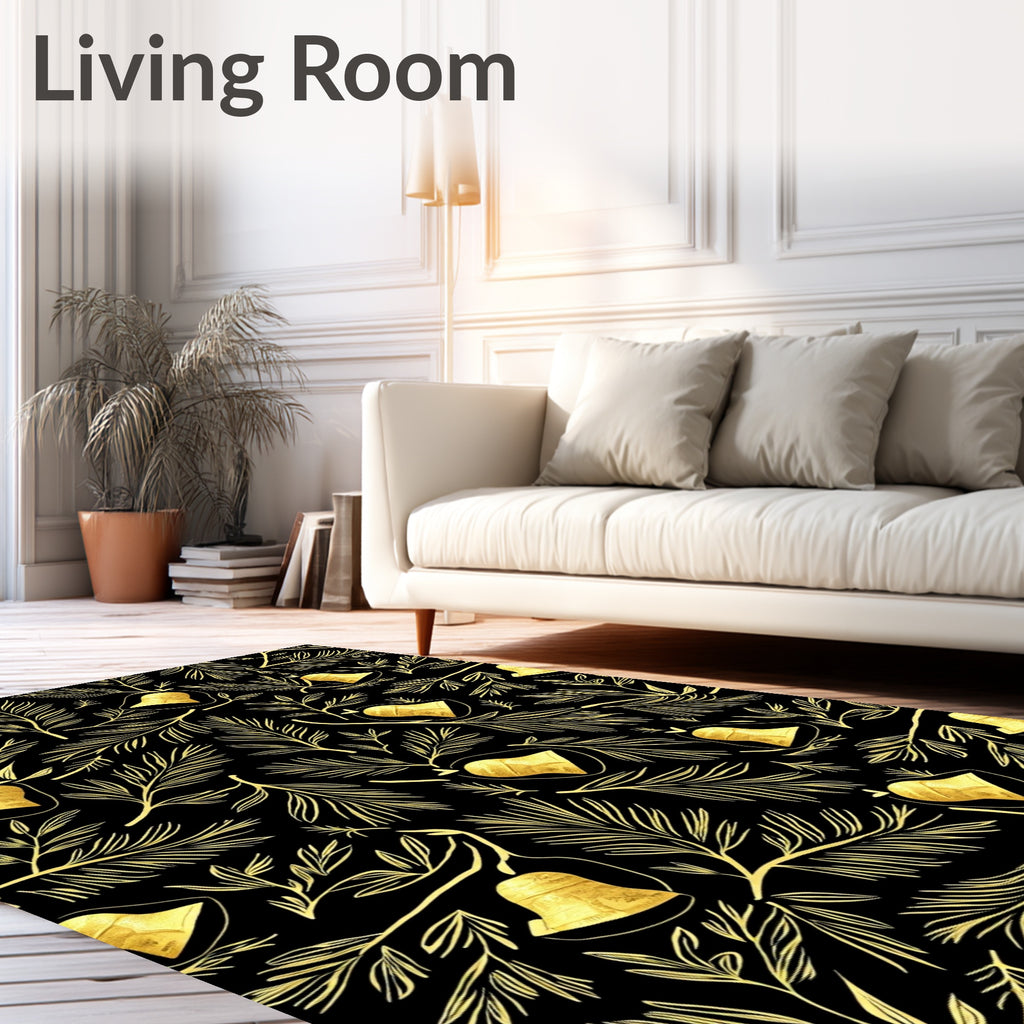 Golden Christmas Bell Sprig Rug