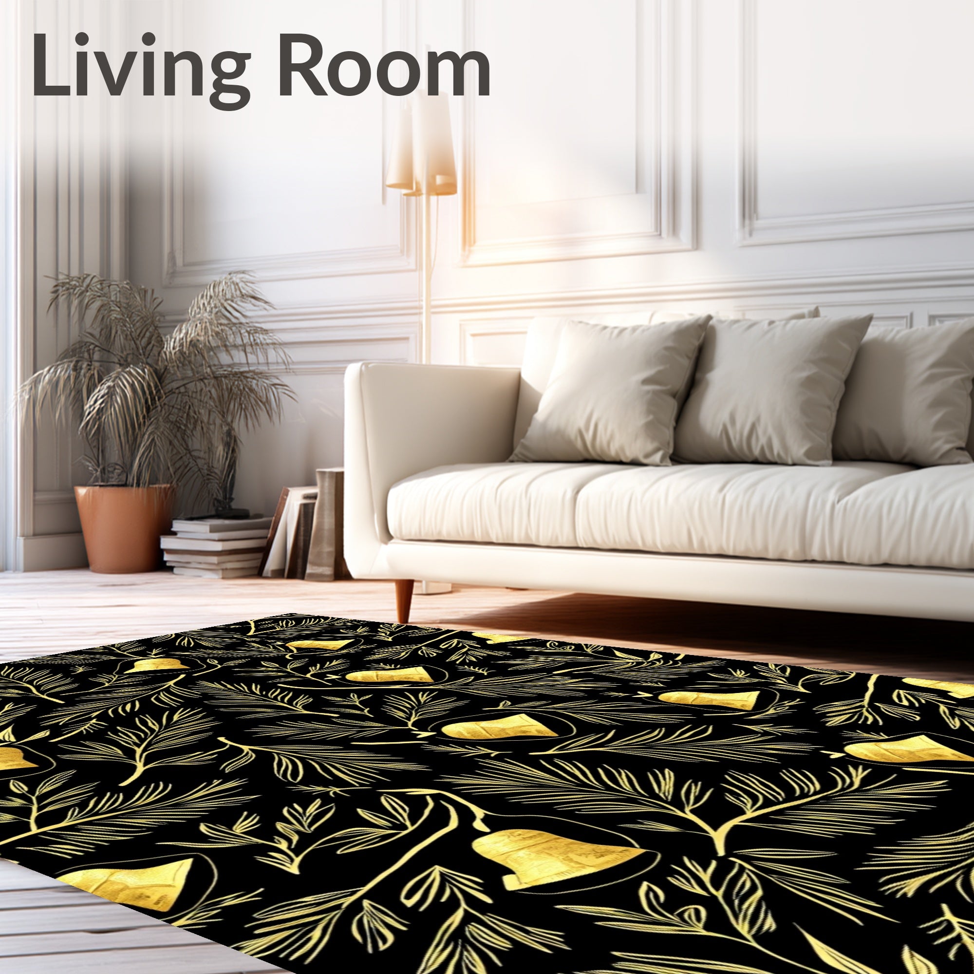 Golden Christmas Bell Sprig Rug