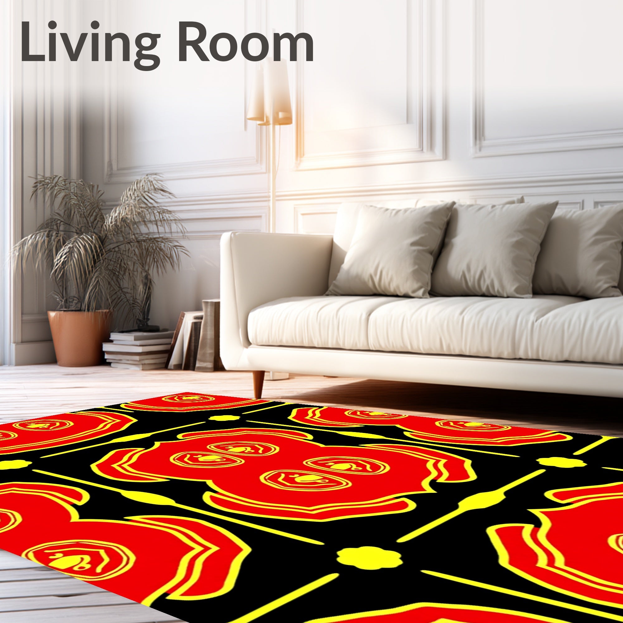Red and Yellow Ochre Figurative Rug