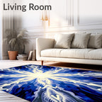 Radiant Blue Sunburst Mandala Rug