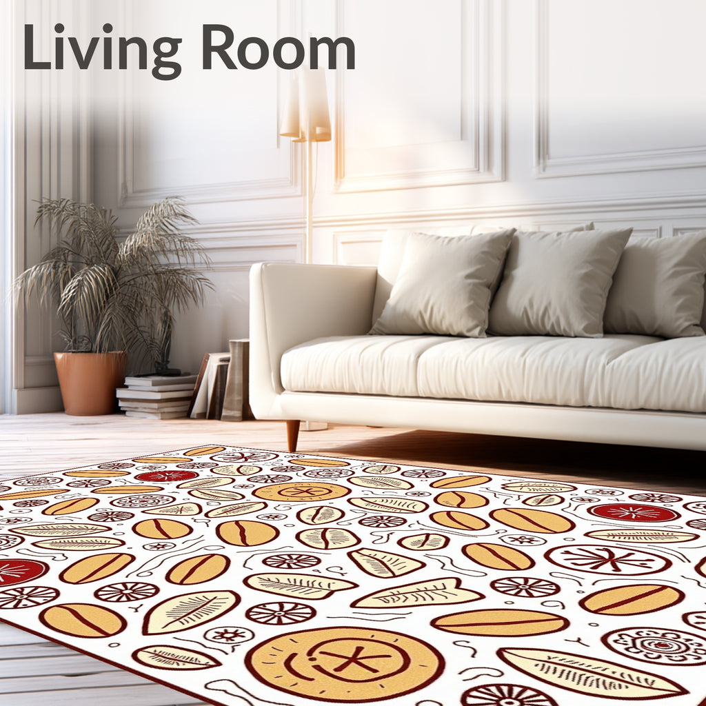 Red And Gold Organic Seed Scatter Rug