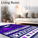 Midnight Blue Purple Snowflake Sleigh Ride Rug