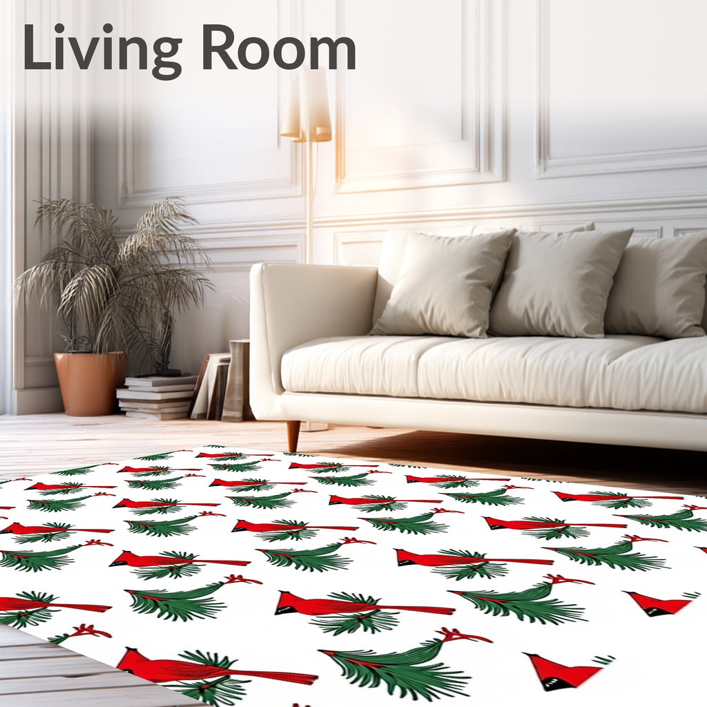 Cardinal Branch Winter Evergreen Garden Rug