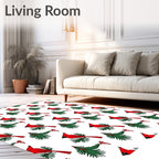 Cardinal Branch Winter Evergreen Garden Rug