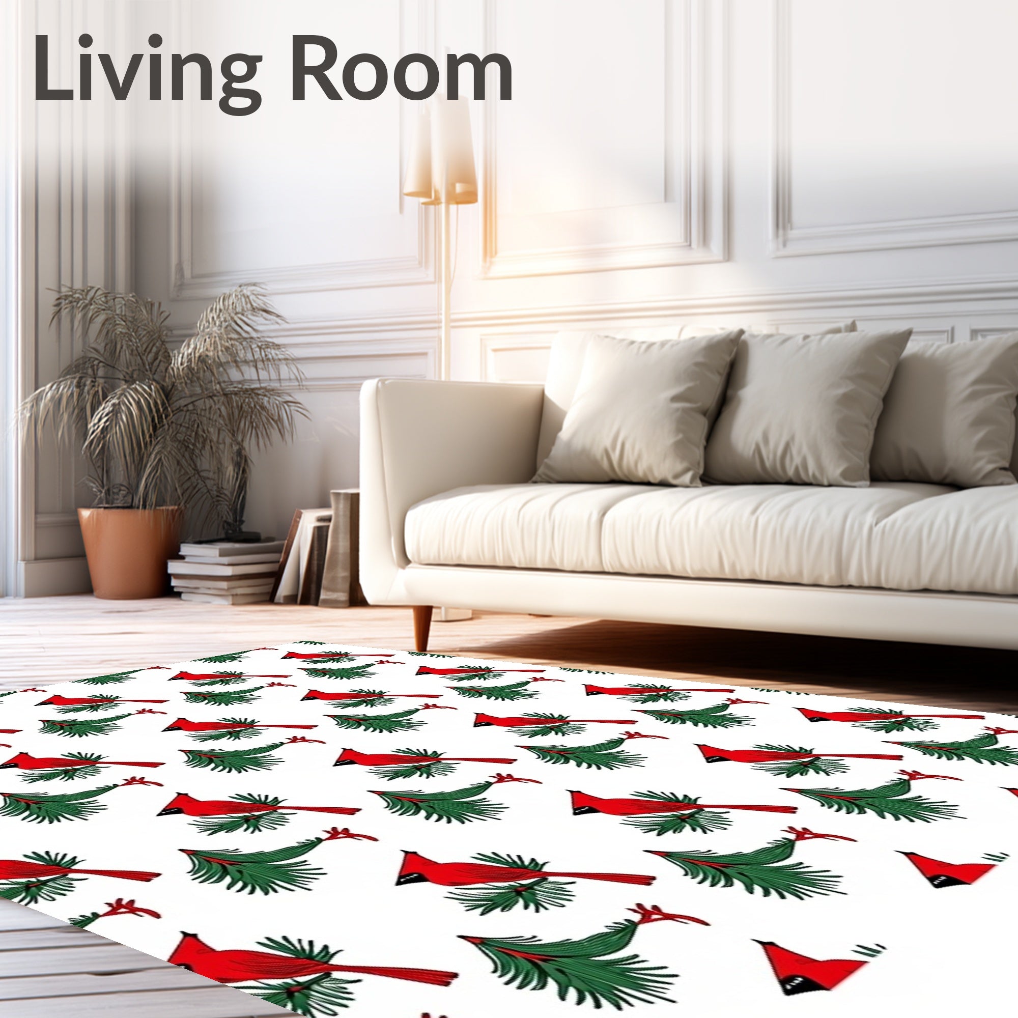 Cardinal Branch Winter Evergreen Garden Rug