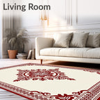 Crimson Floral Medallion Bordered Rug