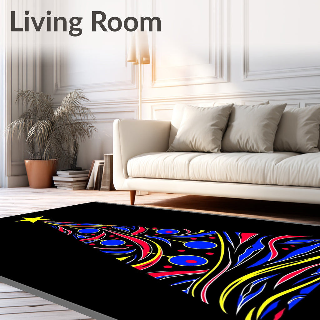 Vibrant Abstract Christmas Tree Ornaments Rug