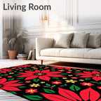 Bold Red Yellow Floral Garden Rug