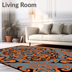 Bold Orange Swirl Mandala Rug