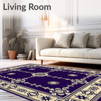 Deep Violet Creamous Floral Mandala Rug