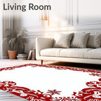 Crimson Snowflake Festive Border Rug