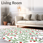 Whimsical White Deer Berry Vines Rug
