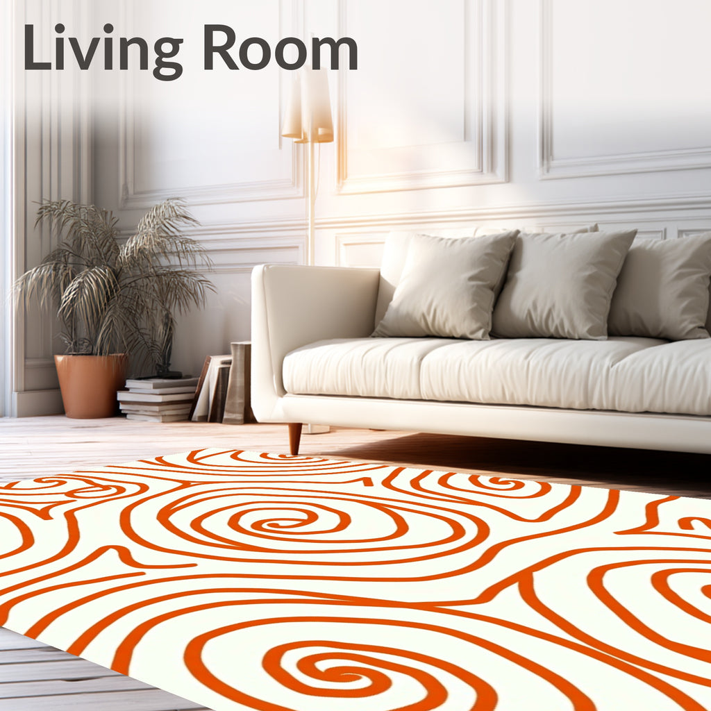Vivid Orange Swirl Abstract Rug